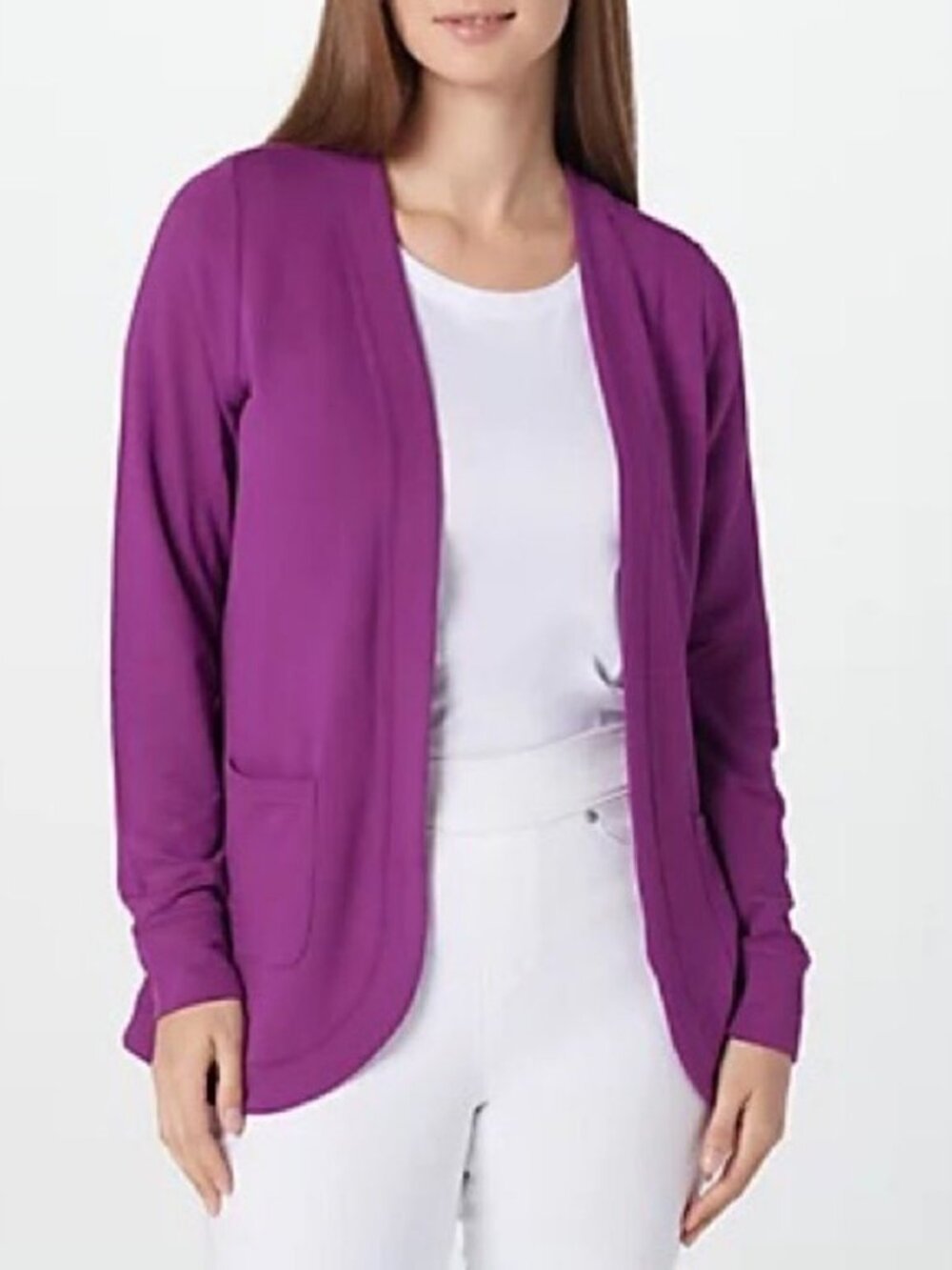 Denim & Co. Active Brushed French Terry Cardigan with Pockets